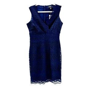 Lipsy Lace Bodycon Dress Size 10 Navy Blue Cocktail Evening Party‎ V Neck NEW